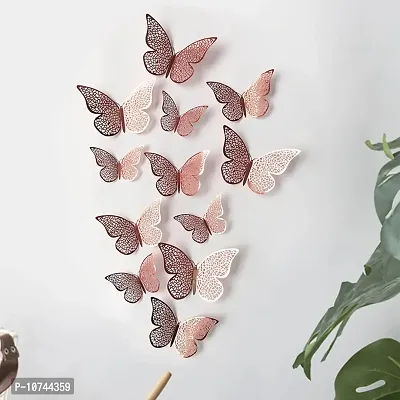 JAAMSO ROYALS Rose 3D Butterefly Self Adhesive Living Room Bedroom Kitchen Office D?cor Wall Sticker (Set of 12)-thumb0