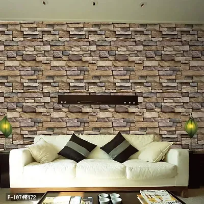 JAAMSO ROYALS Bricks Design PVC Vinyl Self Adhesive Living Room Bedroom Offices Home Decor Wall Sticker (45x200 cm)-thumb2