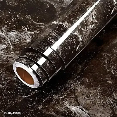 Asian Royals Black Color Red Lines MarbleWallpaper - Self Adhesive, Waterproof for Home and Wall Decoration Wallpaper (60 x 1000 cm, PVC Vinyl)