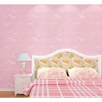 JAAMSO ROYALS Pink Color Children Room Cartoon 3D Self Adhesive Wallpaper (45CM X 1000 cm)-thumb1