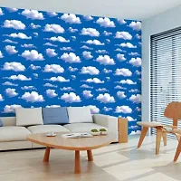 Jaamso Royals Blue Sky with White Clouds Design Peel and Stick Self Adhesive Home Decor Wallpaper (200 cm X 45 cm)-thumb1