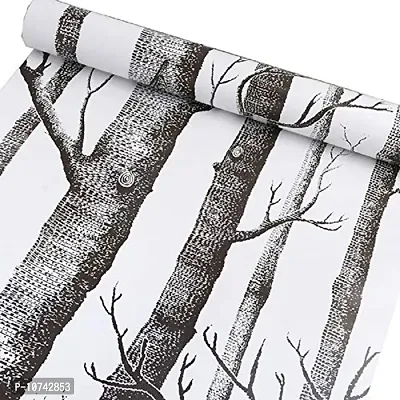 JAAMSO ROYALS White Color with Black Trees Wallpaper Self Adhesive, Peel and Stick Wallpaper for Wall d?cor and Home d?cor (18"" x 236"")