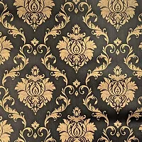 JAAMSO ROYALS Black Color with Golden Damask Vinyl Peel and Stick Self Adhesive Home Decor Wallpaper (200 CM X 45 CM )-thumb2