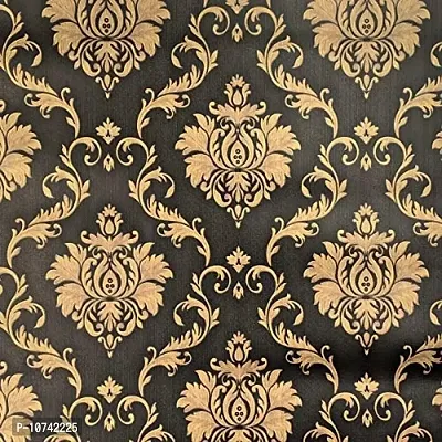 JAAMSO ROYALS Black Color with Golden Damask Vinyl Peel and Stick Self Adhesive Home Decor Wallpaper (200 CM X 45 CM )-thumb3