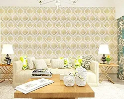 JAAMSO ROYALS Golden Damask Wallpaper Self Adhesive, Peel and Stick Wallpaper for Wall d?cor and Home d?cor (18"" x 118"")-thumb1