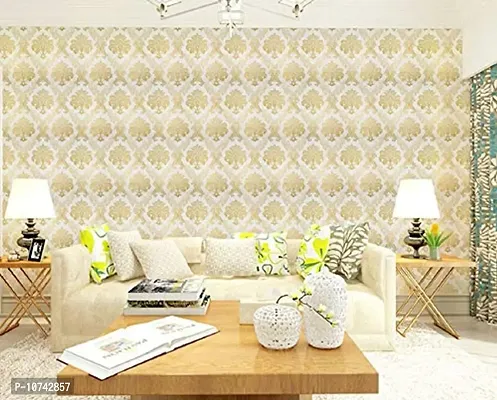 JAAMSO ROYALS Golden Damask Wallpaper Self Adhesive, Peel and Stick Wallpaper for Wall d?cor and Home d?cor (18"" x 118"")-thumb2