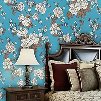 Jaamso Royals Blue Flower Floral Peel and Stick Self Adhesive Wallpaper ,Wall Sticker (200 cm *45 cm)-thumb4