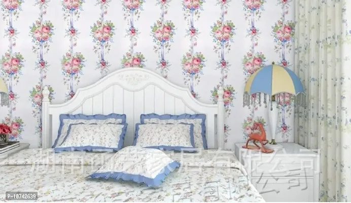 Jaamso Royals While Floral Peel and Stick Self Adhesive Wallpaper ,Wall Sticker (200 cm *45 cm)-thumb0