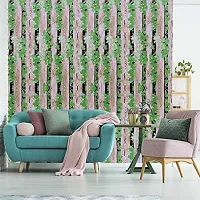 JAAMSO ROYALS Vintage Brown Wood and Green Leaves Self Adhesive, Peel and Stick Wallpaper for Wall d?cor and Home d?cor (18"" x 236"" = 30 sq.ft)-thumb1
