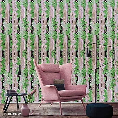 JAAMSO ROYALS Vintage Brown Wood and Green Leaves Self Adhesive, Peel and Stick Wallpaper for Wall d?cor and Home d?cor (18"" x 236"" = 30 sq.ft)-thumb4
