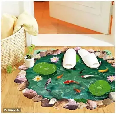 Jaamso Royals Wall Sticker Fantastic 3D Lotus Leaves Fishes Fishpond Home Sticker House Removabl(60CM X 90CM)-thumb3