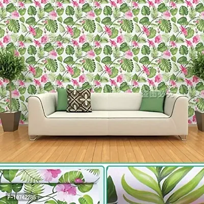 JAAMSO ROYALS Green Leave and Flower Peel and Stick Self Adhesive Wallpaper ,Wall Sticker (200 CM *45 CM)-thumb3