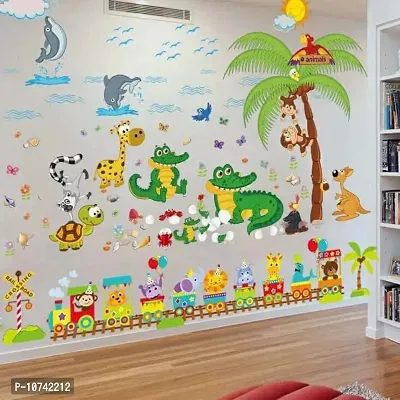 JAAMSO ROYALS Multicolor Zoo Animal Kid Tree Vinyl Self Adhesive Home Decor Wall Sticker (70 cm X 45 cm)-thumb5