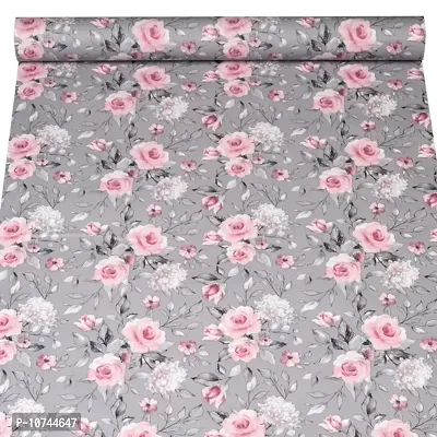 Indian Royals Grey with Pink Floral Waterproof Self Adhesive Vinyl Peel and Stick Wallpaper ( 200CM X 45 CM )-thumb2