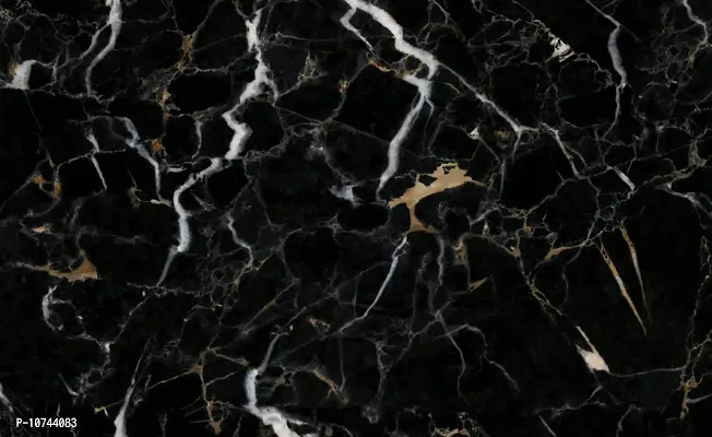 JAAMSO ROYALS Black Natural Marble with Golden Texture Self Adhesive Kitchen Wallpaper (200CM X 60 cm)