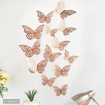 JAAMSO ROYALS Rose 3D Butterefly Self Adhesive Living Room Bedroom Kitchen D?cor Wall Sticker (Set of 12)