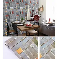 JAAMSO ROYALS Grey and Multi Colour Brick Peel and Stick Self Adhesive Wallpaper ,Wall Sticker (200 CM *45 CM)-thumb3