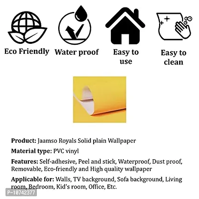 Jaamso Royals Yellow Plain matt Wallpaper - Self Adhesive, Water Proof, Peel and Stick Sticker (60 cm x 500CM, Yellow)-thumb5