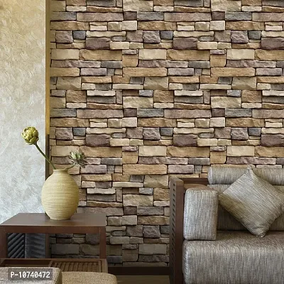 JAAMSO ROYALS Bricks Design PVC Vinyl Self Adhesive Living Room Bedroom Offices Home Decor Wall Sticker (45x200 cm)-thumb5