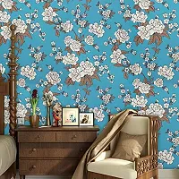 Jaamso Royals Blue Flower Floral Peel and Stick Self Adhesive Wallpaper ,Wall Sticker (200 cm *45 cm)-thumb3