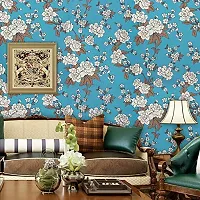 Jaamso Royals Blue Flower Floral Peel and Stick Self Adhesive Wallpaper ,Wall Sticker (200 cm *45 cm)-thumb2