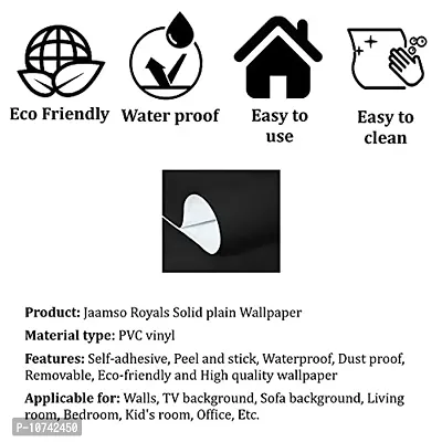 Jaamso Royals Black Plain matt Wallpaper - Self Adhesive, Water Proof, Peel and Stick Sticker (60 CMx 100 cm, Black)-thumb5