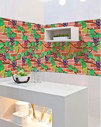 JAAMSO ROYALS Brown Brick and Green Leaves Wallpaper selad and Peel Stick Wallpaper (1000 cm x 45 cm)-thumb2