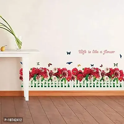 Jaamso Royals Red Chrysanthemum Flower Wallsticker Kitchen Waterproof Wallsticker(50 cm X 70 cm)