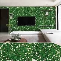 JAAMSO ROYALS Green Grass with White Flower Heart Design Vinyl Peel and Stick Self Adhesive Home Decor Wallpaper ?(90 cm X 60 cm)-thumb1
