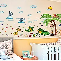 JAAMSO ROYALS Multicolor Zoo Animal Kid Tree Vinyl Self Adhesive Home Decor Wall Sticker (70 cm X 45 cm)-thumb2