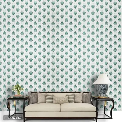 JAAMSO ROYALS White with Green Free Hand DesignVinyl Self Adhesive Wall d?cor Home D?cor Wallpaper (1000CM X 45 cm )