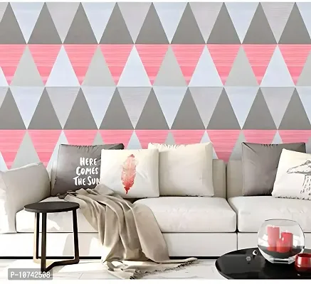 HEUREKA Designer Pink and Gray triangleWallpaper Self Adhesive, Peel and Stick, Removable, Decorative Wall Covering for Home Decoration - 1000 x 45 cm