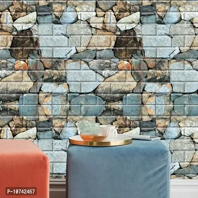 JAAMSO ROYALS 3D Stone Brick PE-Foam Wallpaper | Self Adhesive | Peel and Stick | Easy to Paste | Waterproof | 3D Wall Panel ( 70CM x 77CM , Stone Brick, QTY5)