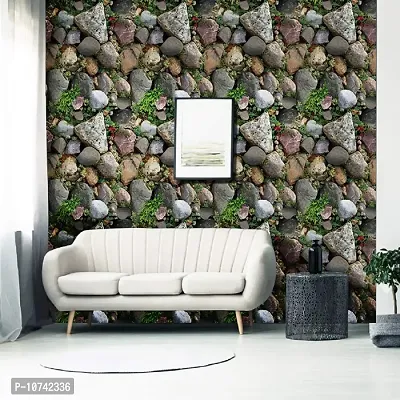 Jaamso Royals New Multi Color Stones Peel and Stick Self Adhesive Wallpaper, Wall Sticker,Wall Poster, Wallpaper,Celling ( 200 cm * 45 cm )-thumb4