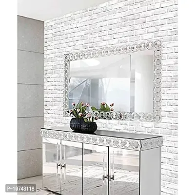 JAAMSO ROYALS Nature White Brick Self Adhesive, Peel and Stick Wallpaper for Wall d?cor and Home d?cor (18"" x 394"" = 50 sq.ft)-thumb3