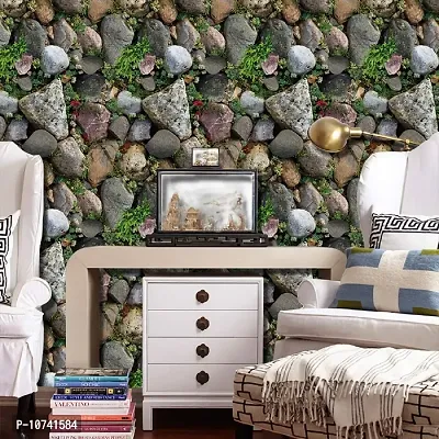 Jaamso Royals Multi Color Stones Peel and Stick Self Adhesive Wallpaper, Wall Sticker,Wall Poster, Wallpaper for Bedroom,Hall,Living Room,Corridor,Kids Room,Celling ( 200 cm * 45 cm )