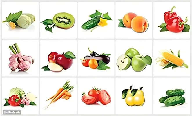 JAAMSO ROYALS Oilproof Removable Fruit & Vegetables Wall Stickers Wall Decal Art Decor Self Adhesive Wallpaper for Kitchen (Vegetable Pattern)(45CM X 75 cm)