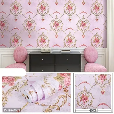 JAAMSO ROYALS Light Pink Damasak Vinyl Self Adhesive Wall d?cor Home D?cor Wallpaper (500CM X 45 cm )