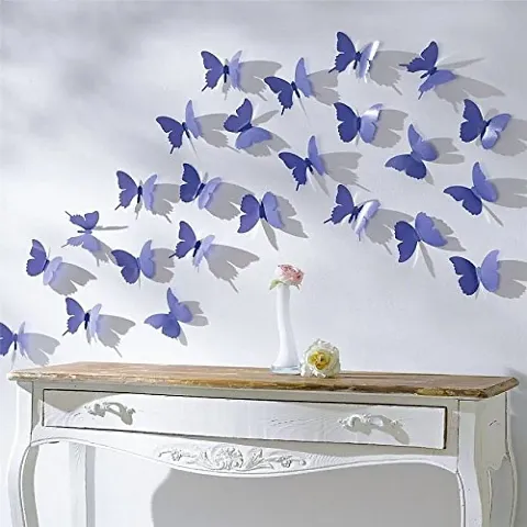 Indian Royals 'Pink 3D Butterflies' Wall Sticker 1 Combo of 12 Piece (PVC Vinyl, 13 cm x 15 cm , 3D Stickers ) (Pink)