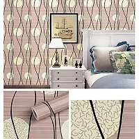 Jaamso Royals Brown Art and Black line Peel and Stick Self Adhesive Wallpaper ,Wall Sticker (200 cm *45 cm)-thumb2