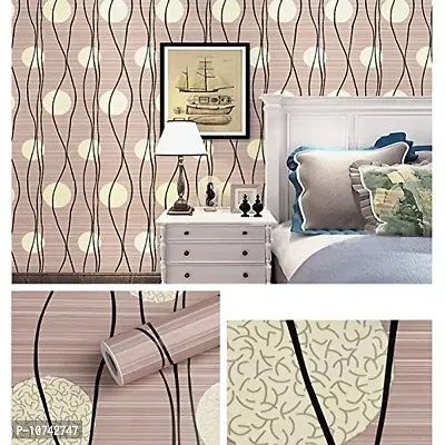 Jaamso Royals Brown Art and Black line Peel and Stick Self Adhesive Wallpaper ,Wall Sticker (200 cm *45 cm)-thumb3