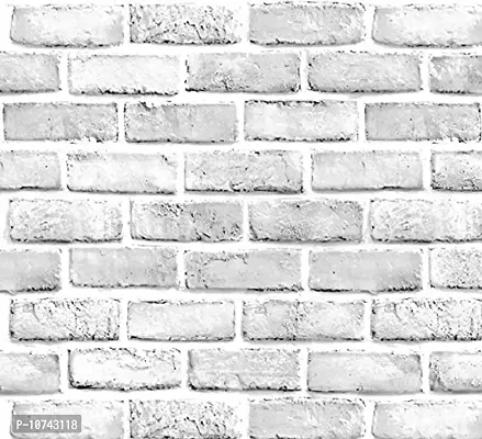 JAAMSO ROYALS Nature White Brick Self Adhesive, Peel and Stick Wallpaper for Wall d?cor and Home d?cor (18"" x 394"" = 50 sq.ft)-thumb0