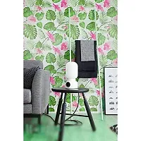 JAAMSO ROYALS Green Leave and Flower Peel and Stick Self Adhesive Wallpaper ,Wall Sticker (200 CM *45 CM)-thumb1