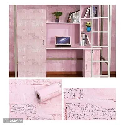 Jaamso Royals Pink Brick Peel and Stick Self Adhesive Wallpaper ,Wall Sticker (200 cm *45 cm )-thumb4