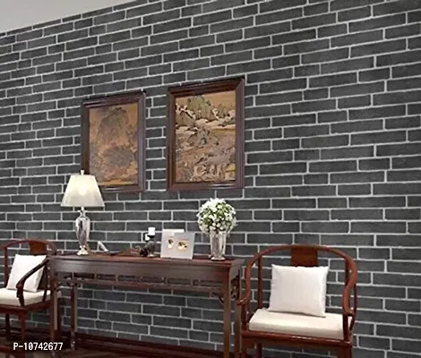 Jaamso Royals Grey Brick Peel and Stick Self Adhesive Wallpaper ,Wall Sticker (200 cm *45 cm)