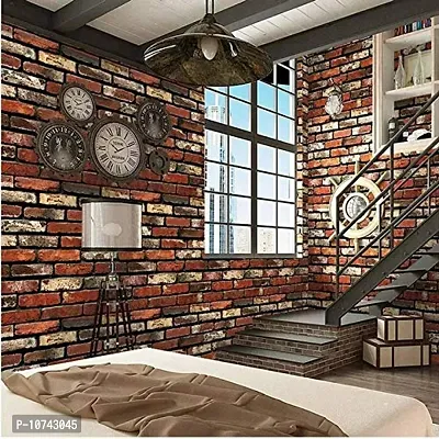 JAAMSO ROYALS Vintage Red and Maroon Brick Self Adhesive, Peel and Stick Wallpaper for Wall d?cor and Home d?cor (18"" x 394"" = 50 sq.ft)-thumb3