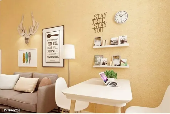 JAAMSO ROYALS Golden Embossed Design Peel and Stick Self Adhesive Home Decor Wallpaper ( 200 cm X 45 cm)-thumb2
