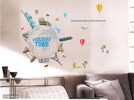 JAAMSO ROYALS Holiday Time Famous Buildings Background Vinyl Mural Decals Wall Sticker (60 CM X 90 CM)-thumb3
