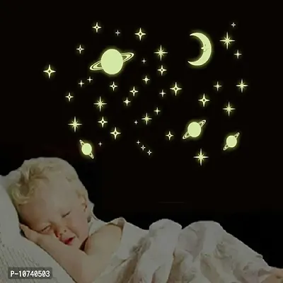 Indian Royals Outer Space Moon Start Planet Kids Night Wall Sticker for Wall Decor for Kids Room-thumb2