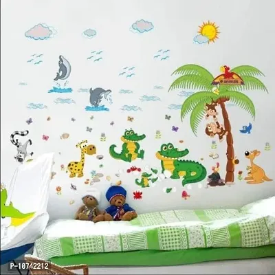JAAMSO ROYALS Multicolor Zoo Animal Kid Tree Vinyl Self Adhesive Home Decor Wall Sticker (70 cm X 45 cm)-thumb4
